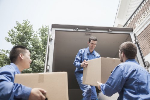 Labelled boxes and organised household storage system