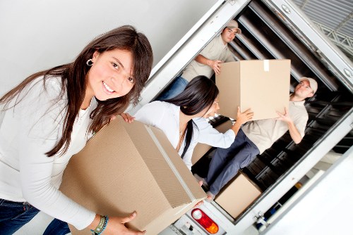 Packed boxes and documents arranged for long-term storage